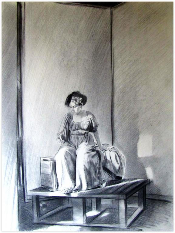 Catalogue raisonné, Claude Grobéty, Tunique sur estrade devant panneau - 1976