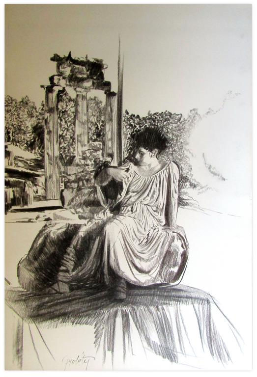 Catalogue raisonné, Claude Grobéty, Tunique sur estrade devant Tholos - 1976