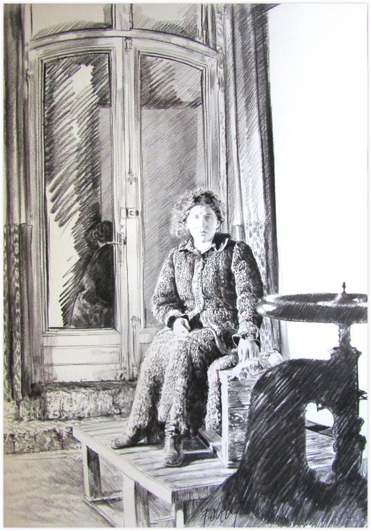 Catalogue raisonné, Claude Grobéty, Robe chat, assis volaint à l'avant, reflet dans le carreau - 1977