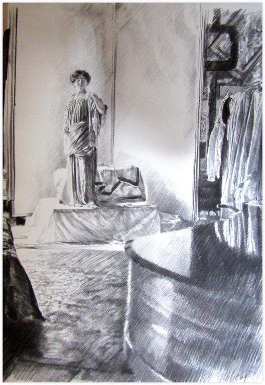 Catalogue raisonné, Claude Grobéty, Robe verte, tunique drapée sur les hanches, reflet piano - 1977