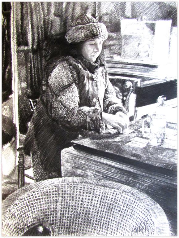 Catalogue raisonné, Claude Grobéty, Bouffon, bonnet russe, réussite fauteuil rotin - 1978