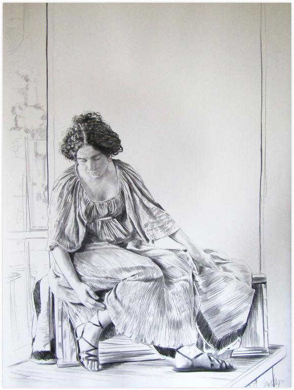 Catalogue raisonné, Claude Grobéty, Robe verte et chignon, ajuste spartiate avec main droite - 1978