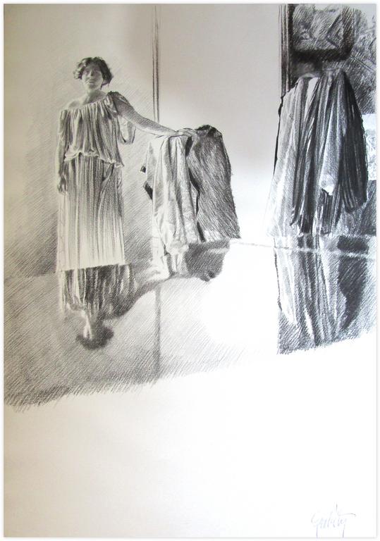 Catalogue raisonné, Claude Grobéty, Robe verte, reflet piano, grand blanc en bas - 1978
