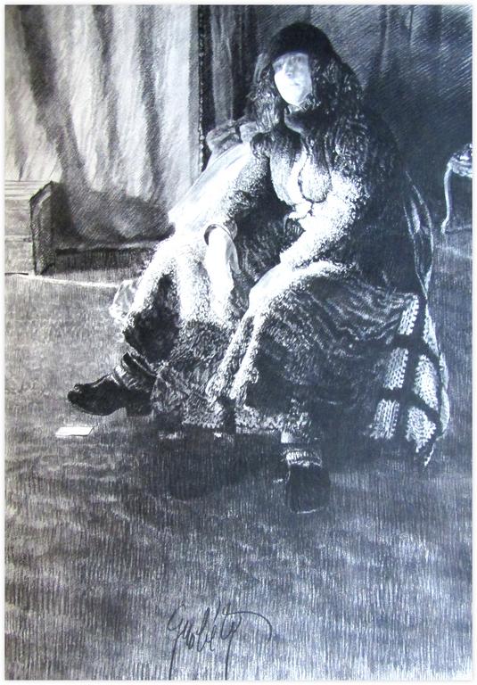 Catalogue raisonné, Claude Grobéty, Robe chat, bérêt Rembrandt, sabots fourrés - 1979