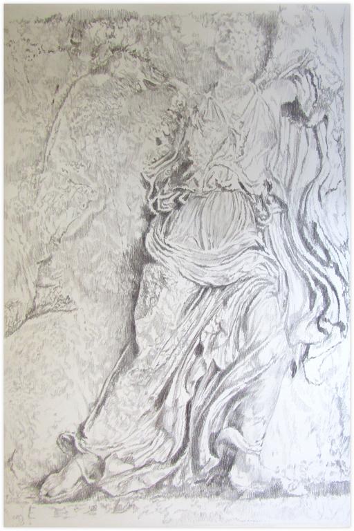 Catalogue raisonné, Claude Grobéty, Copie Louvre drapé sur la pierre - 1979