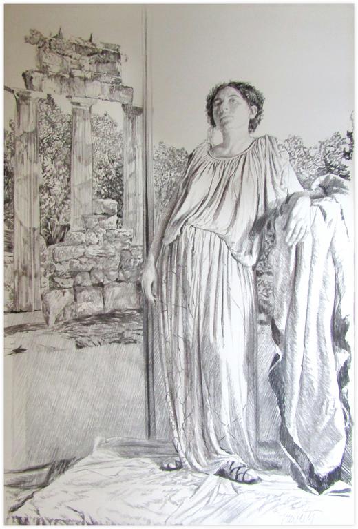 Catalogue raisonné, Claude Grobéty, Debout, accoudé sur petite estrade, Tholos - 1979