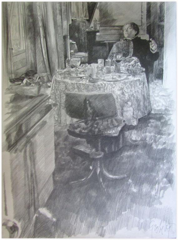 Catalogue raisonné, Claude Grobéty, Robe chat assis derrière table ronde Caramelle - 1979