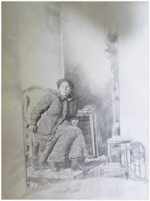 Catalogue raisonné, Claude Grobéty, Robe chat penché sur accoudoir, Voltaire - 1979