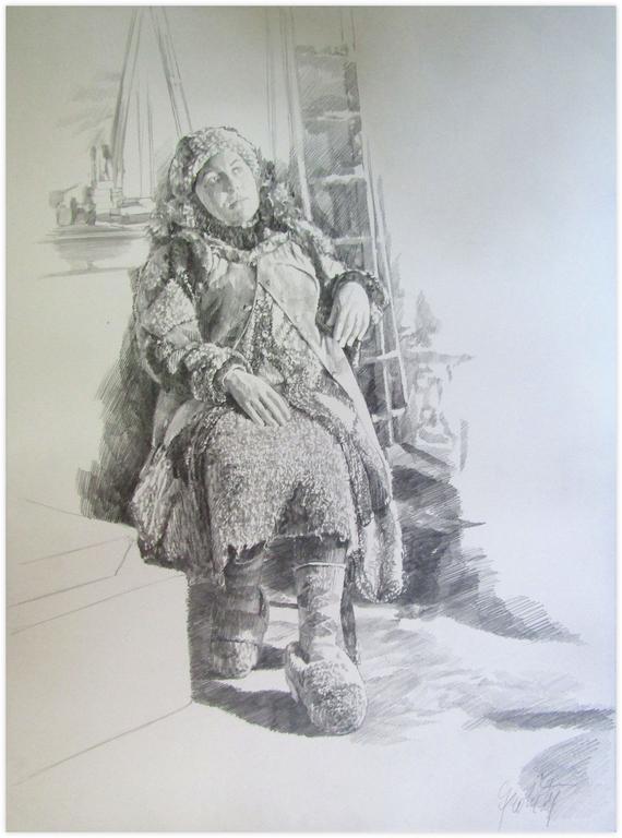 Catalogue raisonné, Robe jaune, bouffon, chaussons mouton - 1979