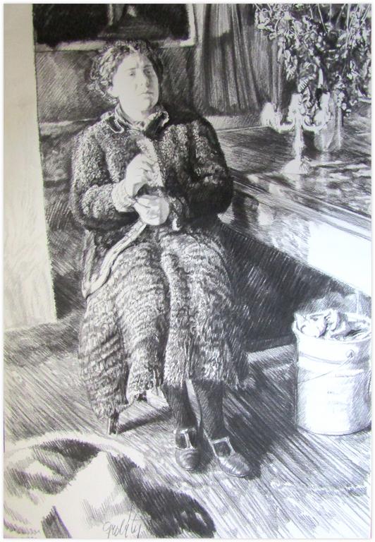 Catalogue raisonné, Claude Grobéty, Robe chat, assis entre table et colonne, bouquet séché - 1980