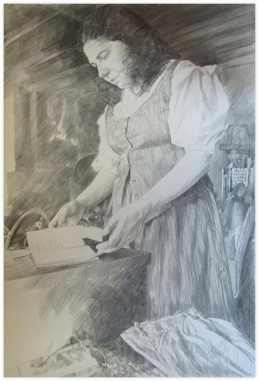 Catalogue raisonné, Claude Grobéty, corsage blanc, manches bouffantes, jupe et gilet d'été - 1980