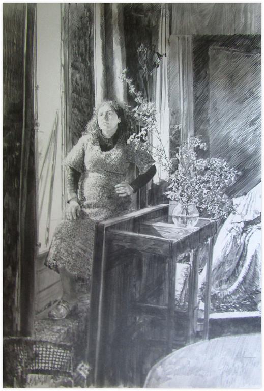 Catalogue raisonné, Robe jaune derrière estrade avec bouquet - 1981
