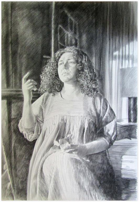 Catalogue raisonné, Claude Grobéty, Robe blanche, doigt levé, paquet de tabac - 1982