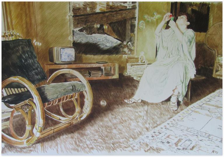 Catalogue raisonné, Claude Grobéty, Robe verte, souffle des bulles - 1982