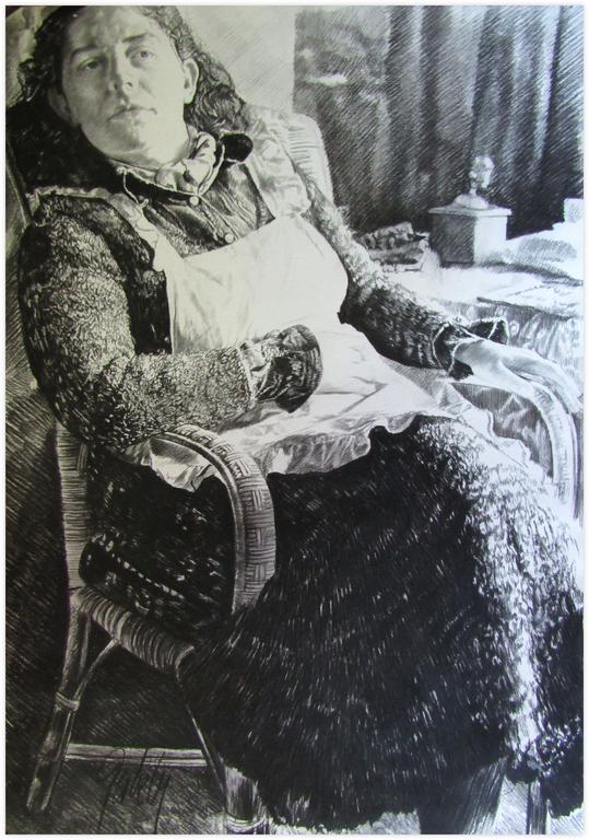 Catalogue raisonné, Robe chat, tablier, appuyé sur l'accoudoir droit - 1983