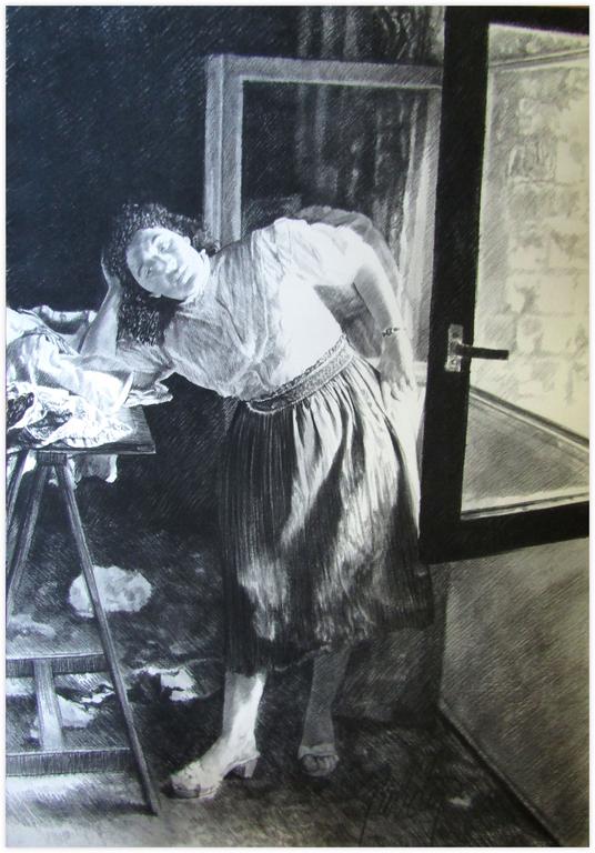 Catalogue raisonné, Série fenêtres ouvertes, penché appuyé sur tréteau - 1983