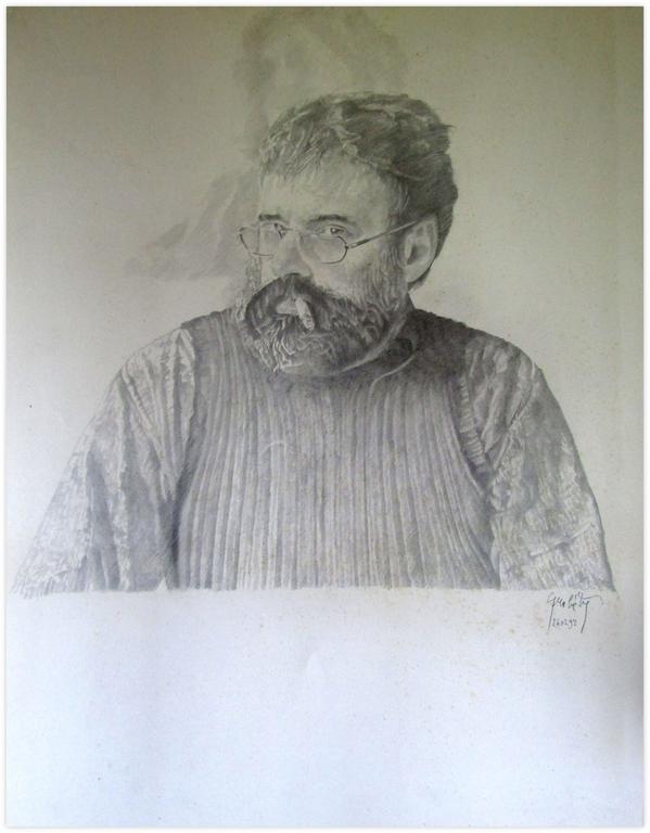 Claude Grobéty, Autoportrait gilet gris - 1992