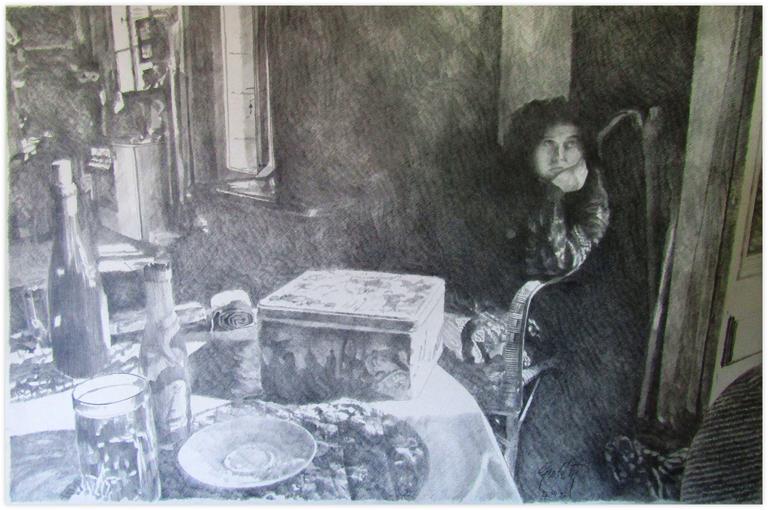 Claude Grobéty, Dans l'ombre table avec boîte à biscuit - 1992