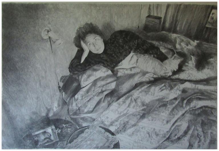 Claude Grobéty, Couché lit, accoudé oreiller - 1993