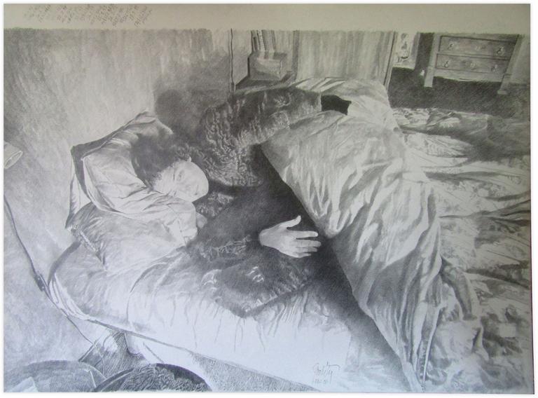Claude Grobéty, Robe chat couché, commode en haut - 1993