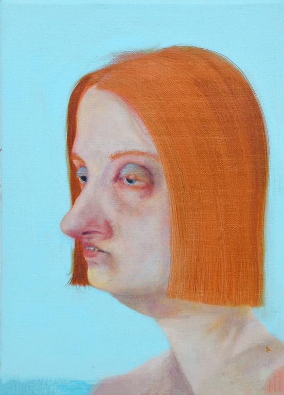 Image © Gauthier Hubert, Une mouche rousse sur une moche rousse, 2023, Oil on canvas, 35 x 25,5 cm