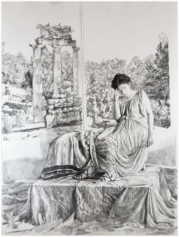 Catalogue raisonné, Tunique ionienne et péplos devant Tholos, main droite au front - 1977