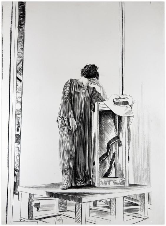 Catalogue raisonné, Claude Grobéty, Robe violette, main gauche à la tête, bras appuyé - 1978