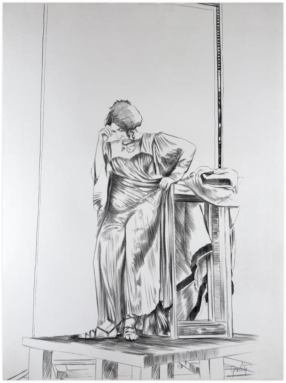 Catalogue raisonné, Claude Grobéty, Robe violette, soutenue main gauche, main droite au front - 1978