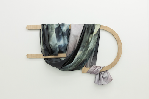 Marie Lelouche, Out of Space, 2022, artificial silk and Okoume woo, 63 x 124 cm.