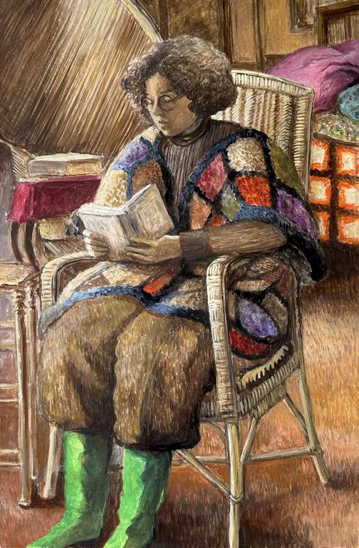Catalogue raisonné, Claude Grobéty - Bouffon fauteuil rotin, bottes vertes