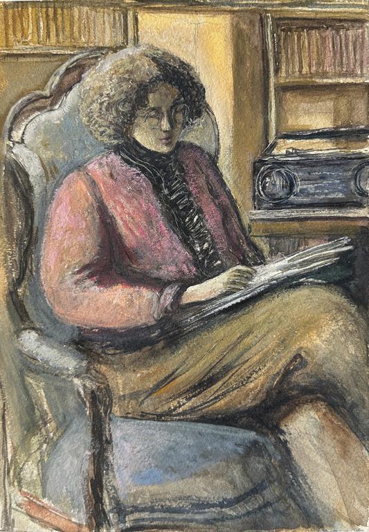 Catalogue raisonné, Claude Grobéty - Veste rose, pantalon velours, lit écoute musique
