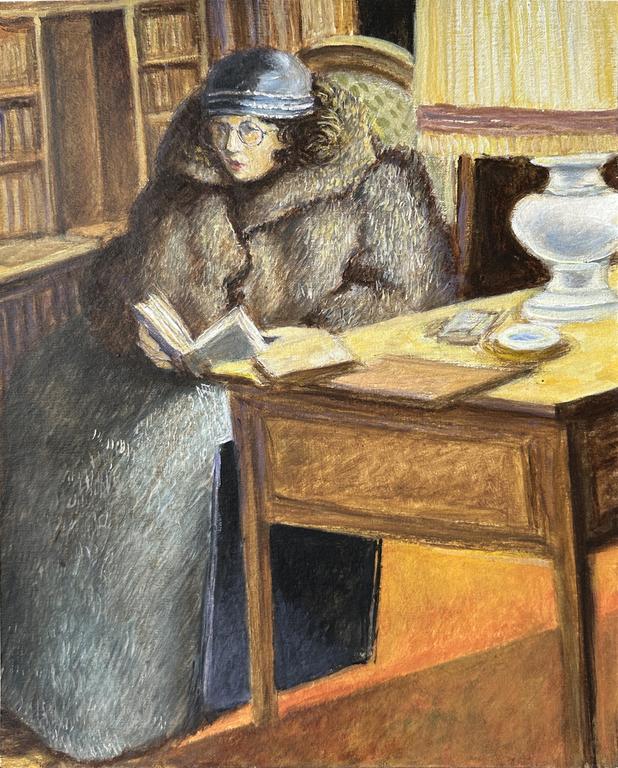Catalogue raisonné, Claude Grobéty - Veste fourrure et vison, derrière bureau LLG, lit