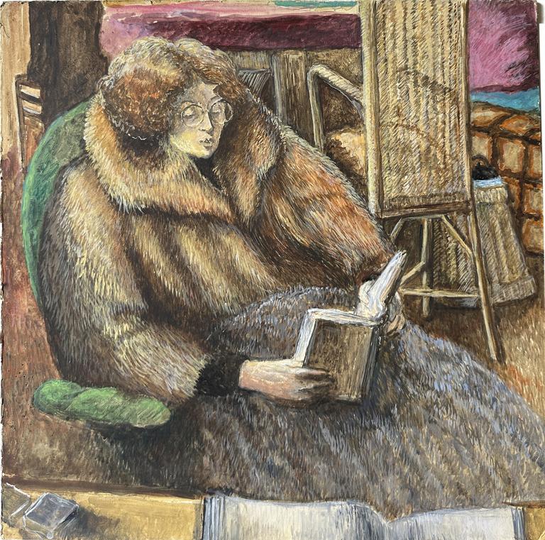 Catalogue raisonné, Claude Grobéty - Veste fourrure, vison sur les genoux