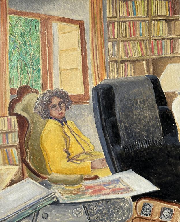 Catalogue raisonné, Claude Grobéty - Veste jaune, fauteuil noir (portraits C. et L. en bas)