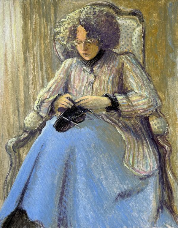 Catalogue raisonné, Claude Grobéty, Jupe bleu, tricot bonnet noir 4 aiguilles - 1995