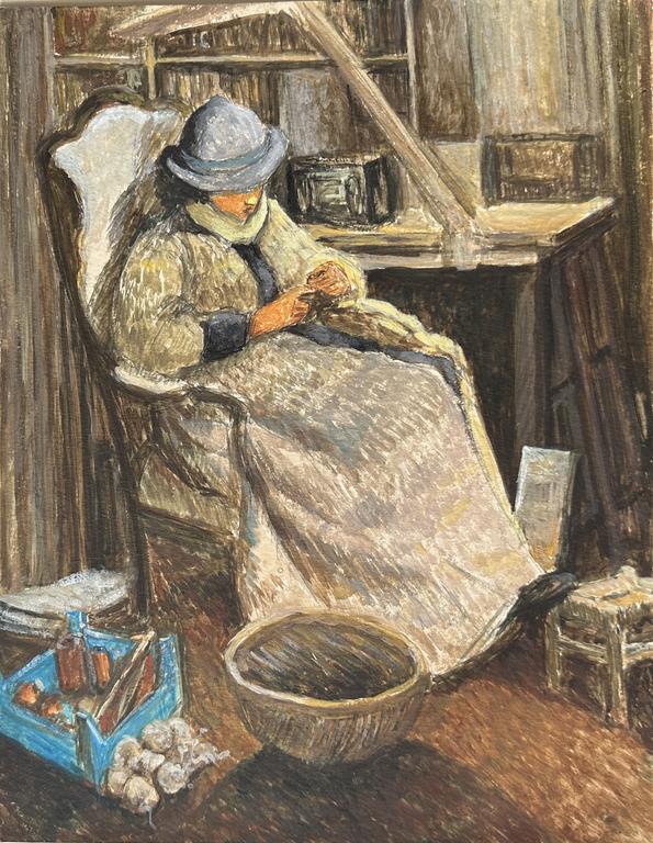 Catalogue raisonné, Claude Grobéty - Assis, robe chatelaine, chapeau sur l'oeil