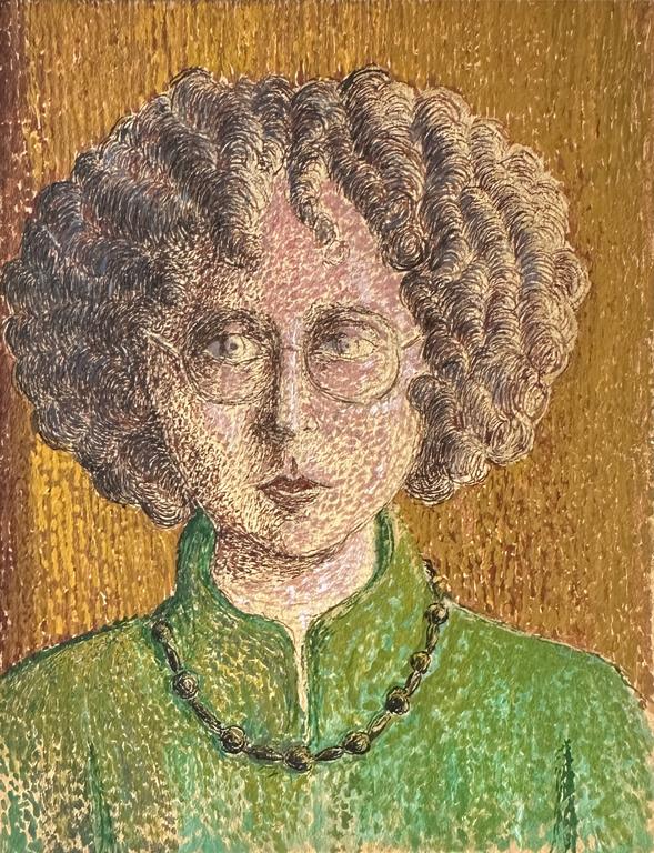 Catalogue raisonné, Claude Grobéty - Portrait pointilliste, corsage vert
