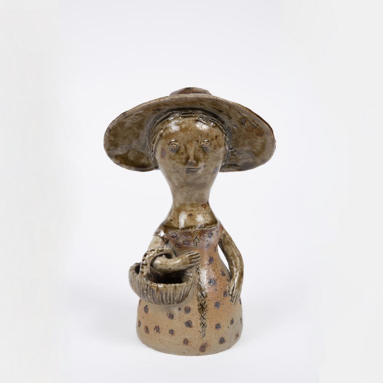 Jacqueline Lerat, Grès au chapeau quadrillé en cloche (Bouquetière), 1954