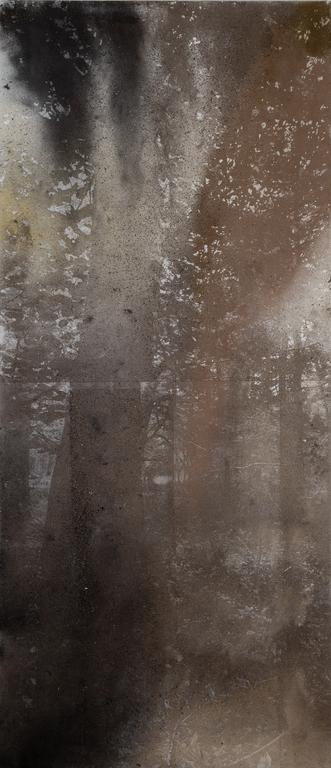 Lionel Sabatté, Chemin des cimes du 28-07-2023, 2023 - Photographie révélée à la poussière sur toile, 230 x 100 cm © Margot Montigny