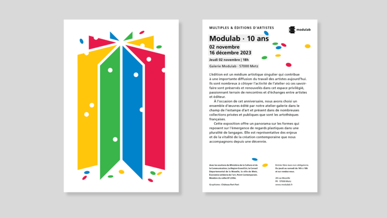 Galerie Modulab | Modulab . 10 ans | Multiples et éditions d'artistes | Graphisme : Château Fort Fort