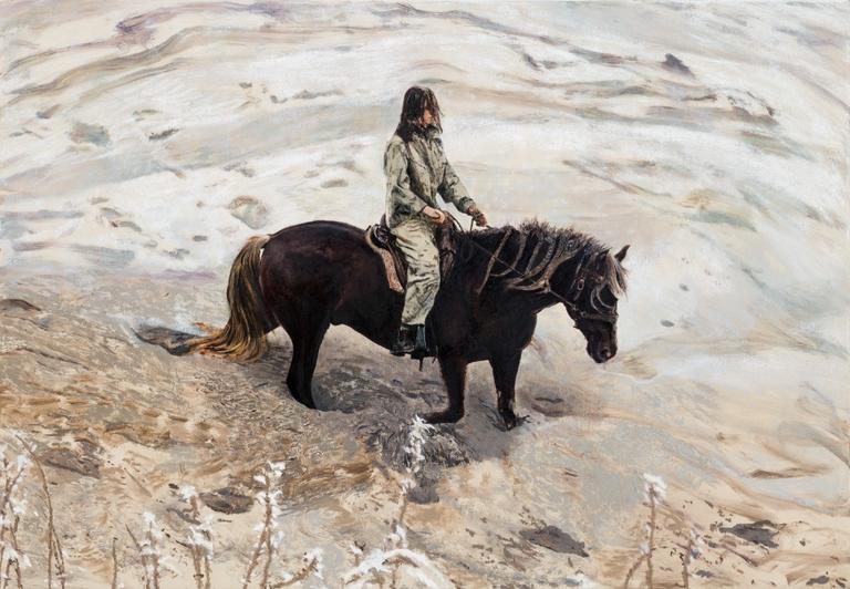 Sara-Vide Ericson, In the Grey Matter, 2023, Huile, pastel et sang sur toile, 180 x 260 cm © Photo Nora Bencivenni-Galleri Magnus Karlsson