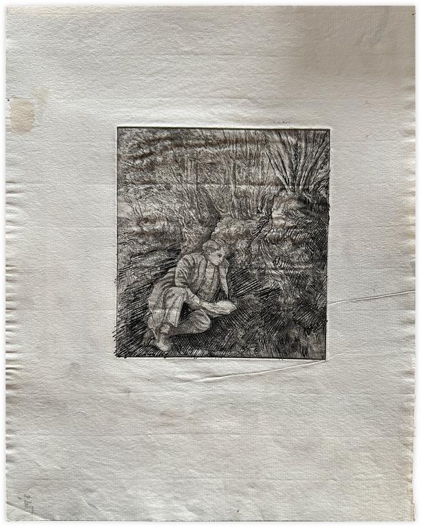 Catalogue raisonné, Claude Grobéty, Lecteur assis par terre - 1969