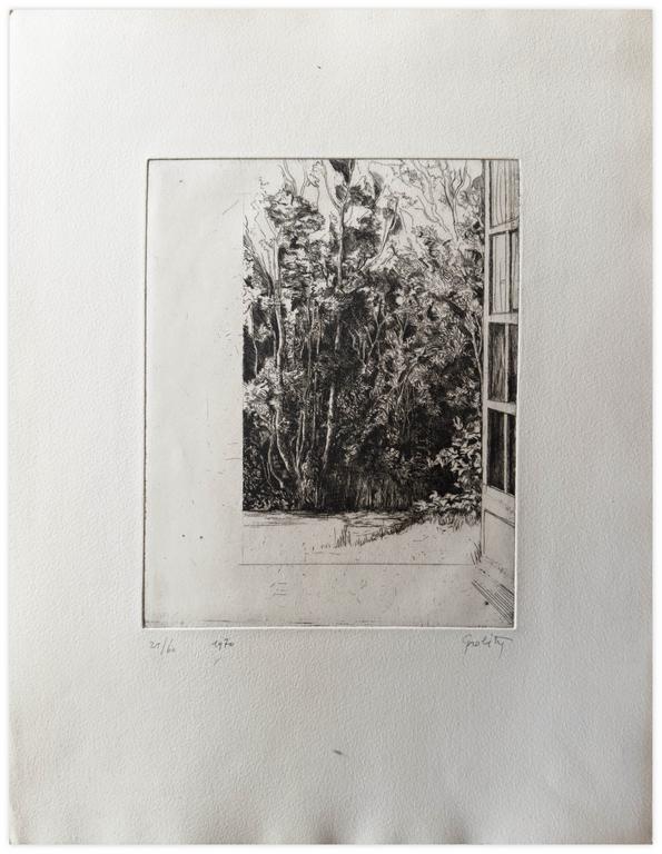 Catalogue raisonné, Claude Grobéty, Les bords du canal dans l’encadrement de la porte - 1970