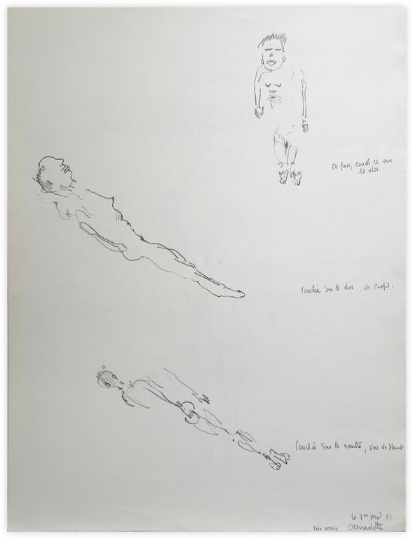 Oeuvre de Bernadette Delrieu, Série Dessin aveugle - Trois positions - 1981