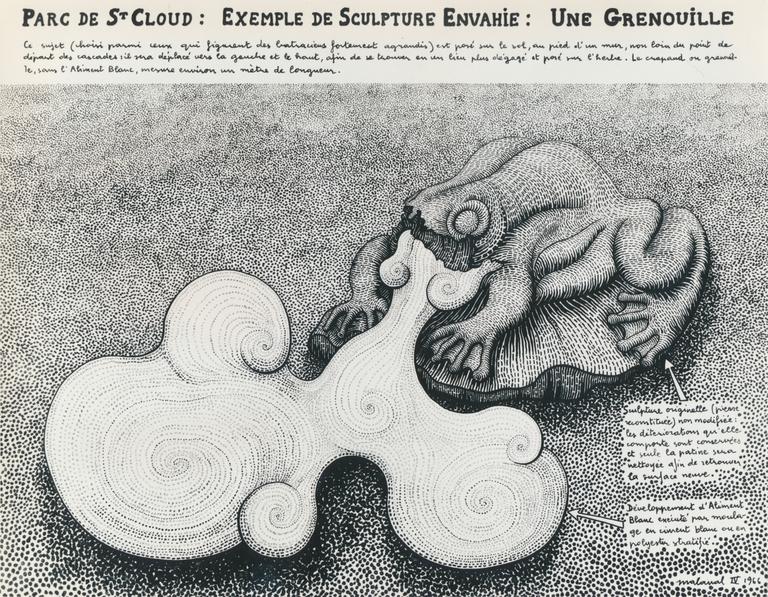 Catalogue raisonné, Robert Malaval, Parc de Saint-Cloud : exemple de Sculpture Envahie : Une Grenouille 