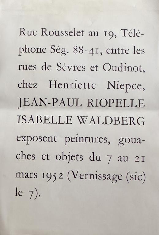 Exposition Riopelle / Waldberg, 1952