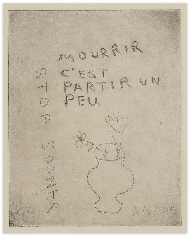 Catalogue raisonné, Norris Embry, Mourir c'est partir un peu (Vase de fleurs), 1965