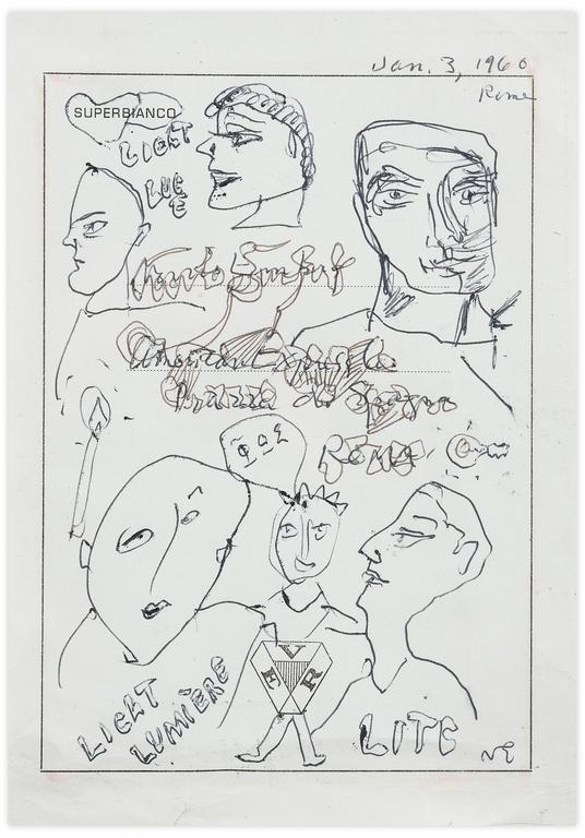 Catalogue raisonné, Norris Embry, Sans titre (Six visages), 3 janvier 1960