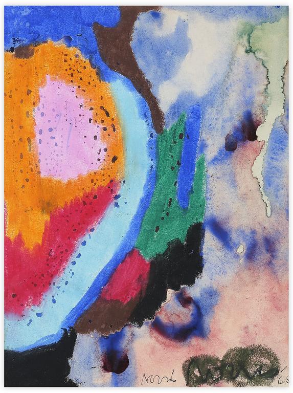 Catalogue raisonné, Norris Embry, Sans titre (Composition rose, orange, rouge, bleu et verte), 1965