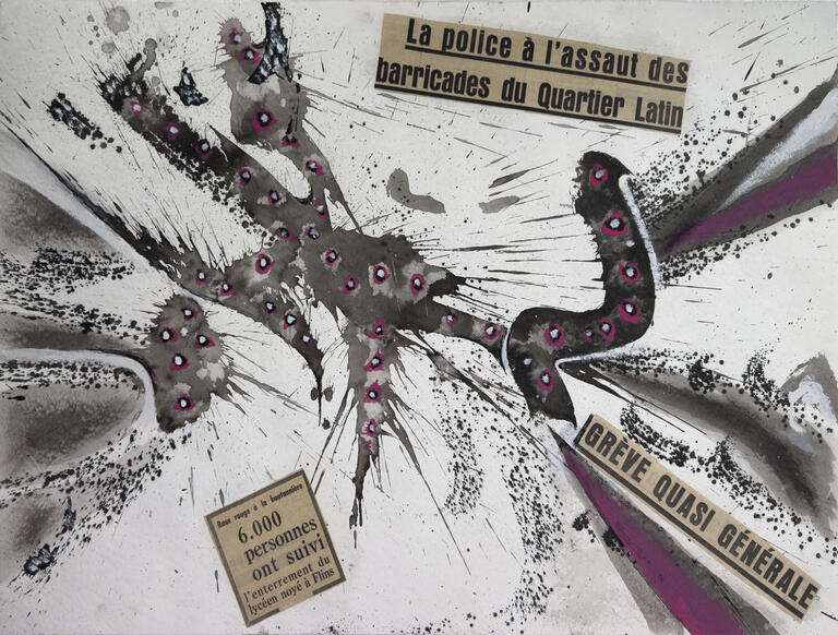 Catalogue raisonné, Jean-Jacques Lebel, Sans titre (La Police à l'assaut des barricades)